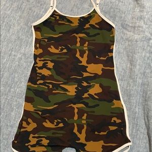 Form-Fitting Unitard Camouflage Romper